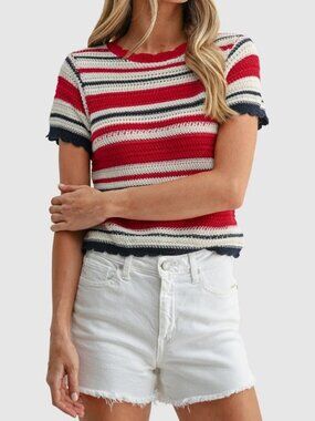 Target Universal Thread Red White and Navy Blue Striped Summer Sweater